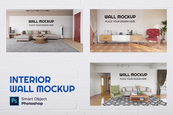 Interior Living Room Wall Mockup