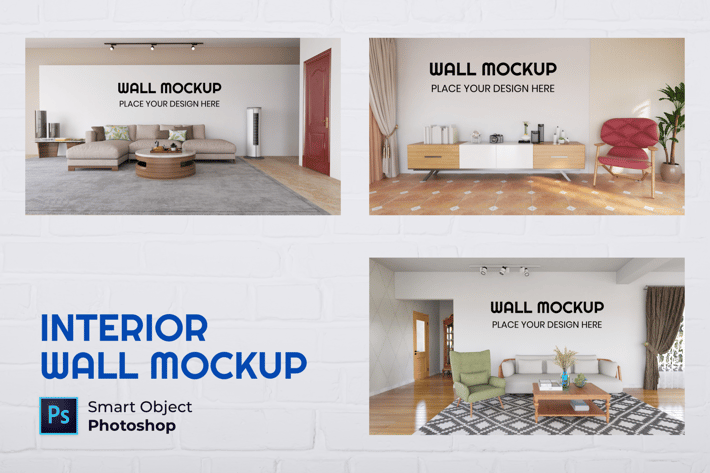 Interior Living Room Wall Mockup