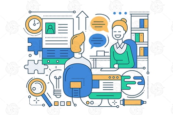 Job Interview - line design composition