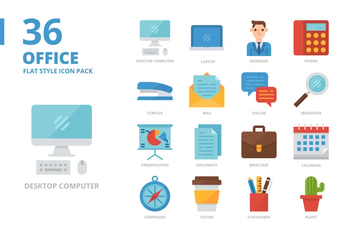 Office Flat Style Icon Set