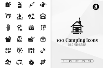 100 Camping minimal icons
