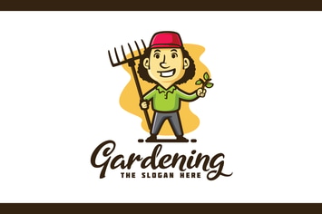 Gardener and Lawn Care Character Mascot Logo