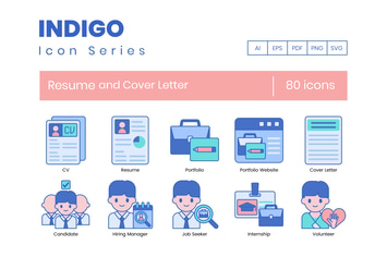 80 Resume and Cover Letter Line Icons