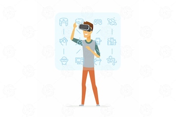 Man wearing vr glasses - vector illustration