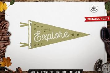 Explore Pennant Emblem Travel Badge Camp Design