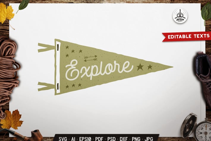 Explore Pennant Emblem Travel Badge Camp Design