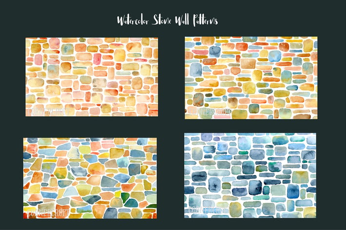 Watercolor Stone Wall Patterns