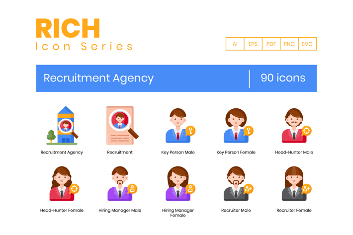 90 Recruitment Agency Icons