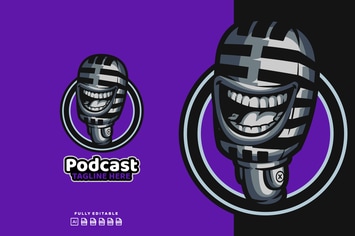 Funny Podcast Logo Template