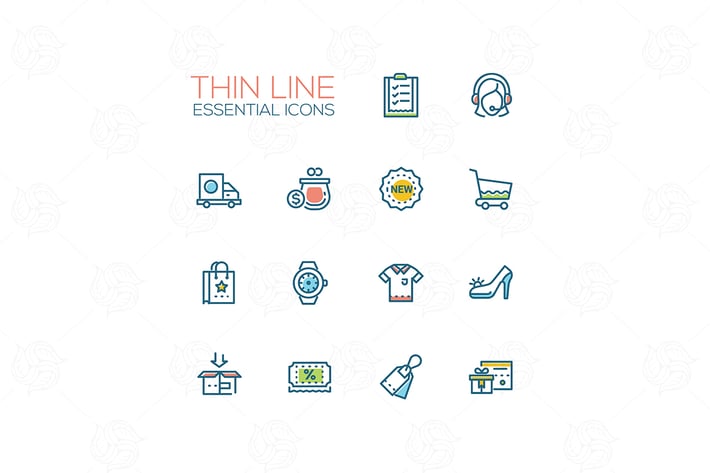 Online store - modern vector single line icons