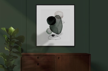 Picture Frame Mockup on The Dark Green Wall