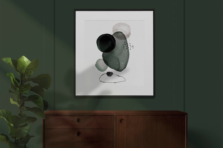 Picture Frame Mockup on The Dark Green Wall