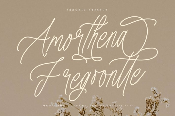 Amorthena Fregoontte Monoline Elegant Script Font