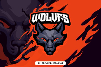 Wolves 2 Mascot Logo template