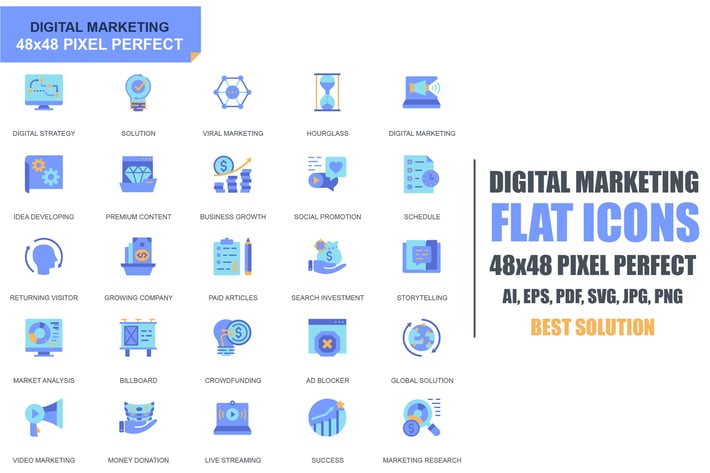 Simple Set Business and Marketing Flat Icons
