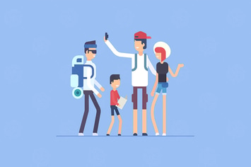 Tourists - flat design style illustration