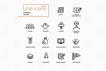 Esports - Line Icons, Pictograms Set