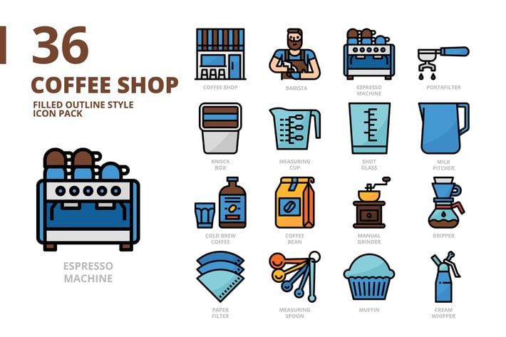 Coffee Shop Filled Outline