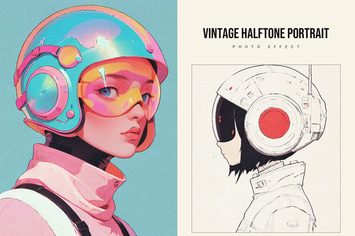 Vintage Halftone Portrait Photo Effect