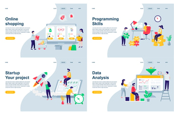 Set of Landing Page Templates Flat Concept