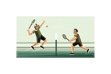 Tennis Match Graphics Vector Illustration