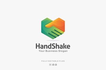 Abstract Hand Shake Gradient Logo Template