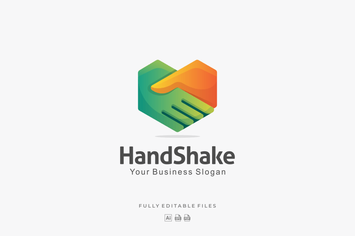 Abstract Hand Shake Gradient Logo Template