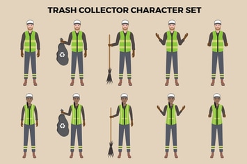 Trash Collector Character Set – Illustrations