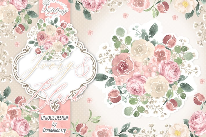 Watercolor Ivory and Blush design