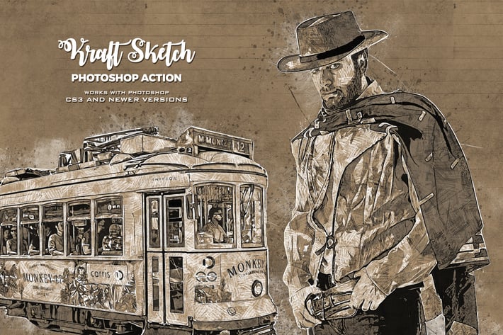 Kraft Sketch Photoshop Action - Pencil Effect