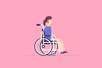 Girl in a wheelchair - flat illustration
