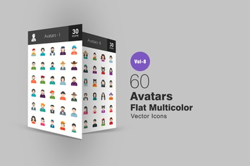 60 Avatars Flat Multicolor Icons