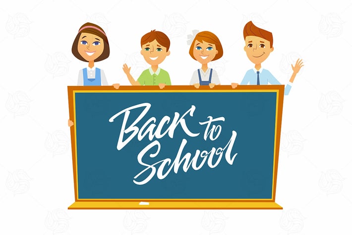 Back to school - cartoon people characters 