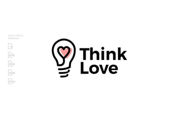 Think Love Bulb Heart Logo