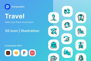 Travel Web Icon Pack Illustration