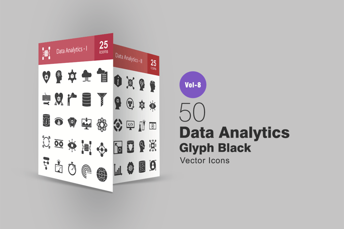 50 Data Analytics Glyph Icons