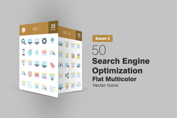 50 Search Engine Optimization Flat Multicolor Icon