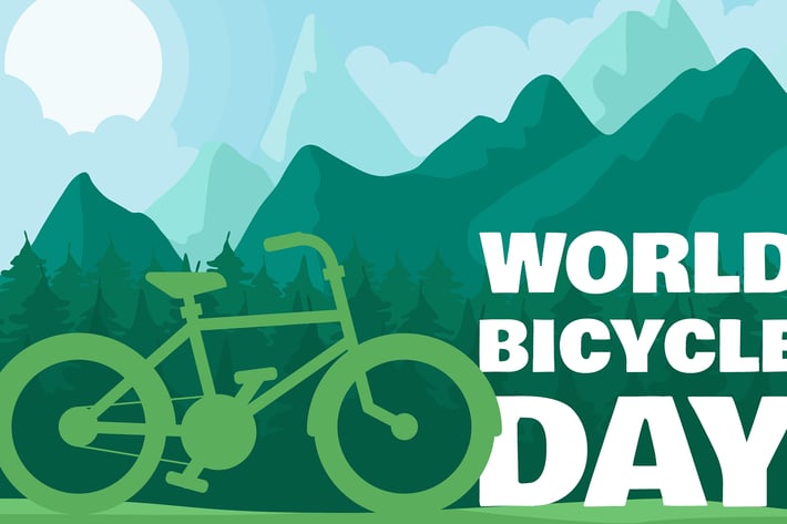 World Bicycle Day In Forest Illustration