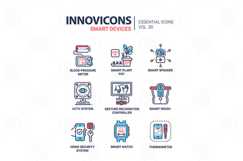 Smart Device - modern vector line icons set