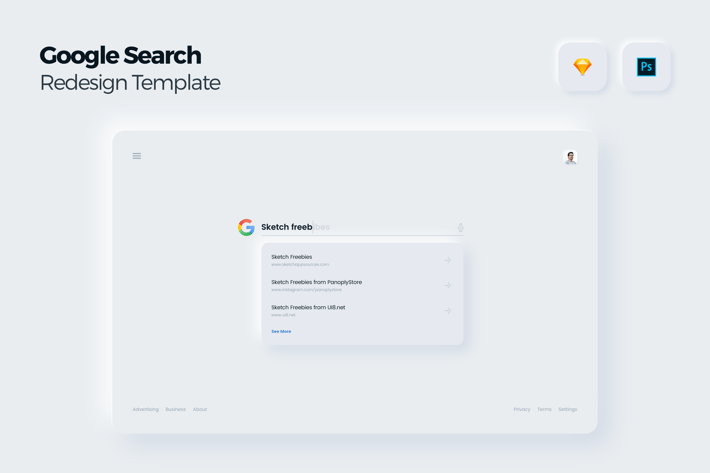Google Search Redesign Concept UI Kit Template