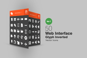50 Web Interface Glyph Inverted Icons