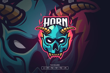 Skull with horn esport logo