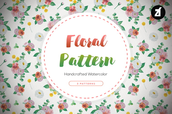 Floral pattern hand-drawn watercolor illustration