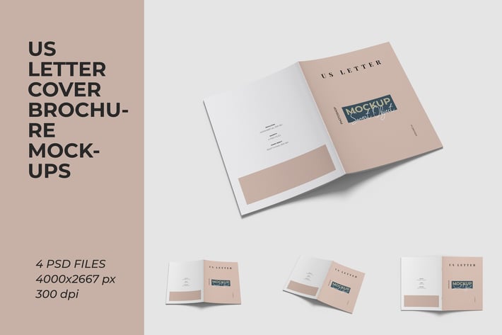 US Letter size brochure cover mockups