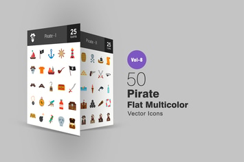 Pirate Flat Multicolor Icons