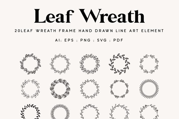 20 Leaves Wreath  and Laurels Element