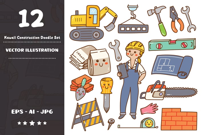 Kawaii Construction Doodle Set