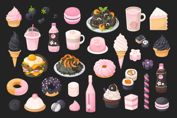 Black and pink food