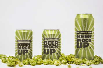 Front Beer Can Trio Mockup