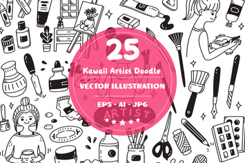 Kawaii Artist Doodle Set